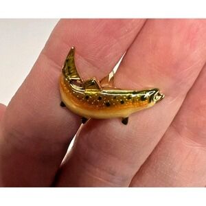Vintage Fish Enamel Cufflinks Rainbow Trout Fisherman